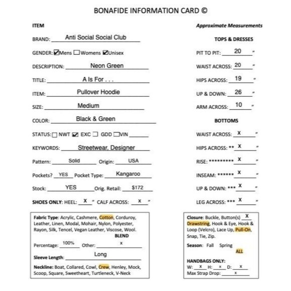 Anti Social Social Club Mens Neon Green A Is For Hoodie Size Medium Black AN EXC - Picture 8 of 8